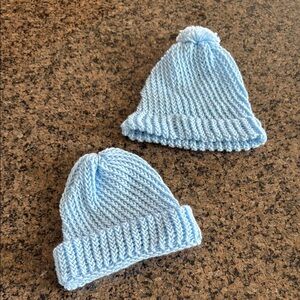 Cozy Blue Knit Baby Beanies